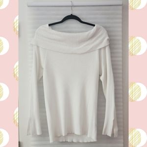 White Off the Shoulder Sweater